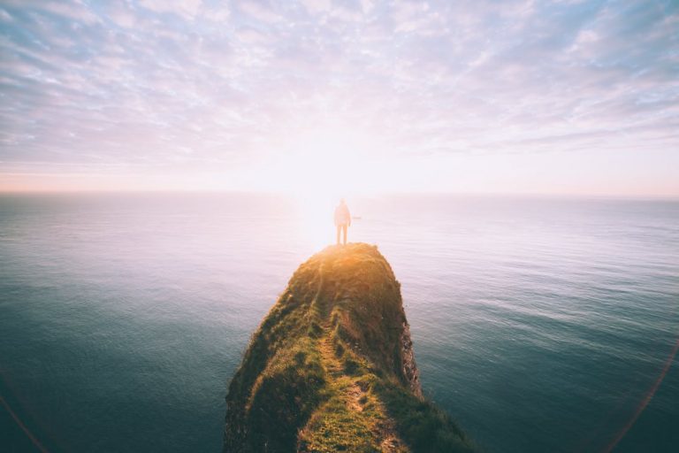 man standing on a ciff